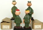 1960s Beetle Bailey Bobbing Head Nodder Collection With All 4 With Incl. Beetle Bailey Ft. Fuzz Sgt. Snorkel & Zero 2 With Original Box Near Flawless Set 