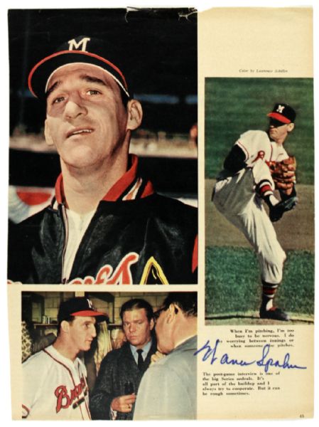 1953-65 Warren Spahn Milwaukee Braves Signed Photo - Lot of 9 JSA