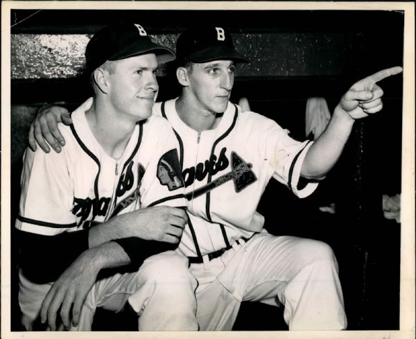 1949 Warren Spahn and Del Crandall Boston Braves "The Sporting News Collection Archives" Original Type 1 8" x 10" Photo (Sporting News Collection Hologram/MEARS Type 1 Photo LOA)