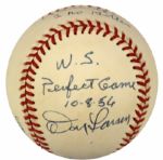 1984-94 Warren Spahn Milwaukee Braves Don Larsen Yankees & Bob Feller Indians Multi Signed Ball With Lengthy Inscriptions - JSA