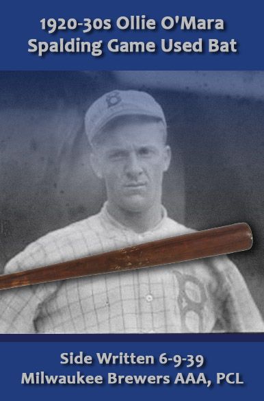 1920s Ollie OMara Spalding Professional Model Side Written Game Used Bat - PCL / 1928 Milwaukee Brewers (MEARS LOA) 