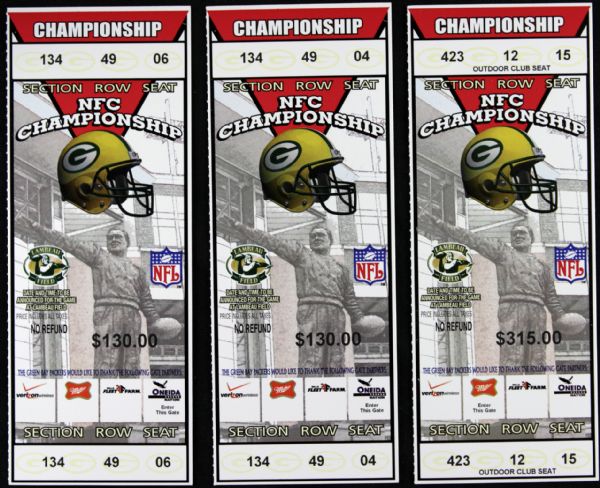 2009-10 Green Bay Packers NFL Championship Game Phantom Ticket - Lot of 3