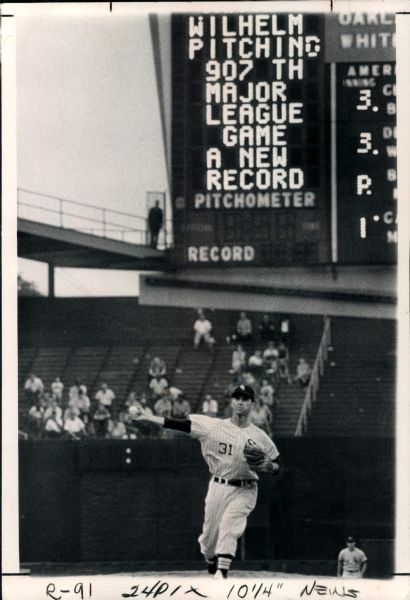 1968 Hoyt  Wilhelm Chicago White Sox "The Sporting News Collection Archives" Original Type 1 8" x 12" Choice Jumbo Oversized Photo (TSN Collection Hologram/MEARS Photo LOA) 1:1, Unique