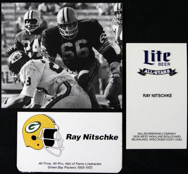 1990s Ray Nitschke Green Bay Packers Personal Business Card - Lot of 3 Purchased From Family