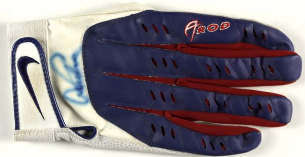 2001-03 Alex Rodriguez Texas Rangers Game Worn Signed Batting Glove - JSA