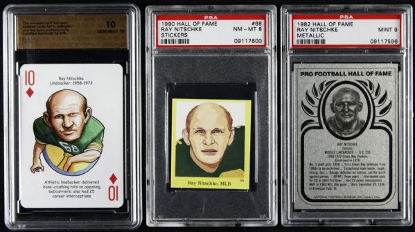 1982-90 Ray Nitschke Green Bay Packers Card - Lot of 8 