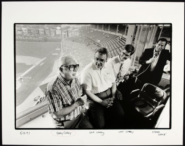 1991 Harry Caray and Others in Broadcast Booth "TSN Collection Archives" Original Type 11" x 14" Choice Jumbo Oversized Photo (TSN Collection Hologram/MEARS Photo LOA) 1:1, Unique