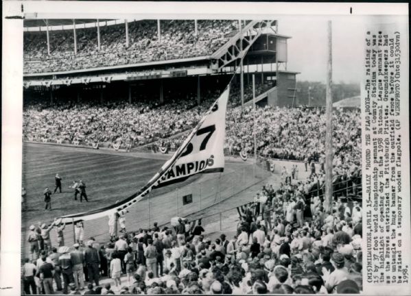 1958 County Stadium Milwaukee Braves "The Sporting News Collection Archives" Original Type 1 Photo (Sporting News Collection Hologram/MEARS Type 1 Photo LOA) - Lot of 2