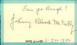 1980 Johnny Blood Green Bay Packers Signed Index Card Pro Football Hall of Famer With Interesting Irish Salutation