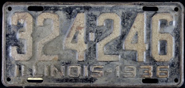 1936 Illinois License Plate Given to Ray Nitschke With Estate Letter - Green Bay Packers Legend