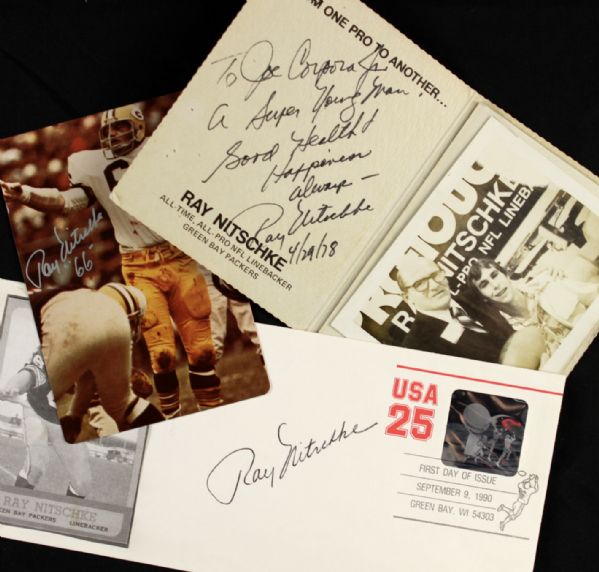 1978-90 Ray Nitschke Green Bay Packers Signed Mementos -Lot of 3 - JSA