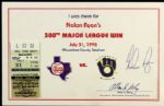 1990 Nolan Ryan's 300th Major League Win Ticket Stub, Signed Certificate and Print