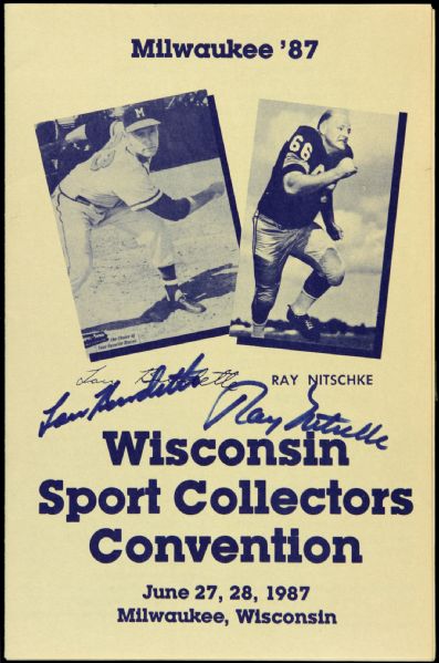 1987 Ray Nitschke Green Bay Packers & Lou Burdette Milwaukee Braves Signed Wisconsin Sport Collectors Show Program - JSA