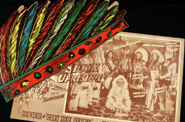 1953 Milwaukee Braves Great Sioux Uprising Cardboard Indian Head Dress & Promotional