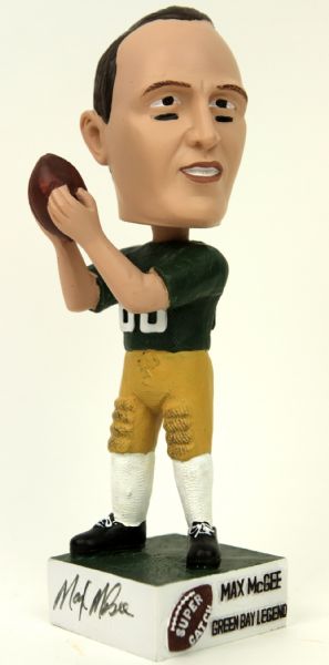 2000s Max McGee Green Bay Packers Signed Bobblehead Nodder - JSA