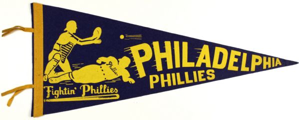 1950s - 60s Philadelphia Phillies Full Size 29" Pennant