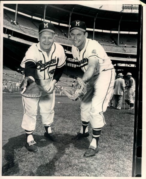1960 Joe Hauser Joe Adcock Milwaukee Braves "The Sporting News Collection Archives" Original Type 1 8" x 10" Photo (Sporting News Collection Hologram/MEARS Type 1 Photo LOA)