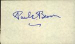 Paul Brown Cleveland Browns Signed Index Card Pro Football Hall of Famer