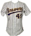 1991 Teddy Higuera Milwaukee Brewers Game Worn Home Jersey - (MEARS A8)
