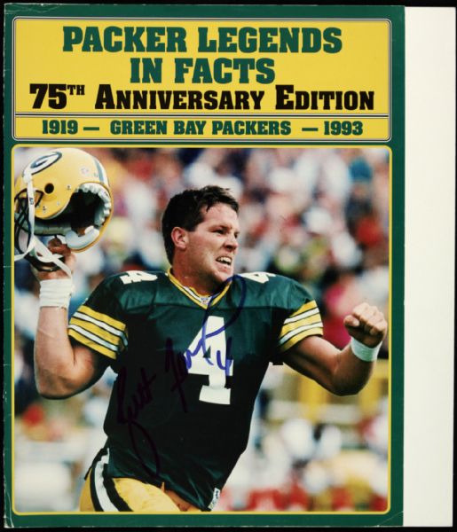 1993 Brett Favre Green Bay Packers Signed Packer Legends in Fact Book Cover - JSA