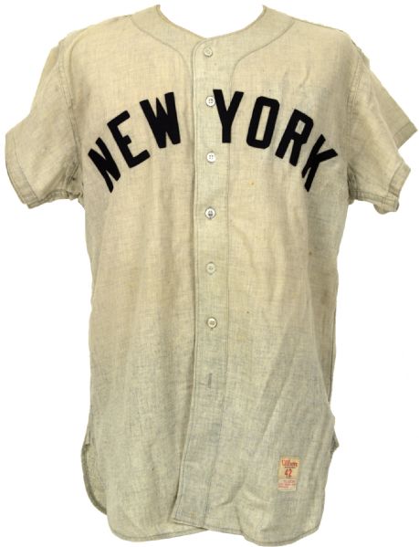 1955 Frank Crosetti New York Yankees Game Worn Road Jersey - MEARS A2