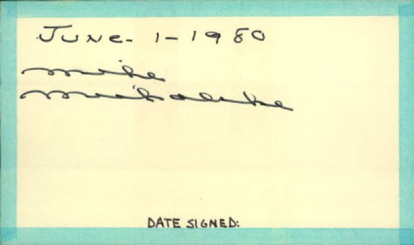 1980 Mike Michalske Green Bay Packers Signed Index Card Hall of Famer 