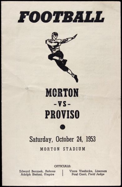 1953 Ray Nitschke Green Bay Packers High School Program Morvon vs. Proviso 