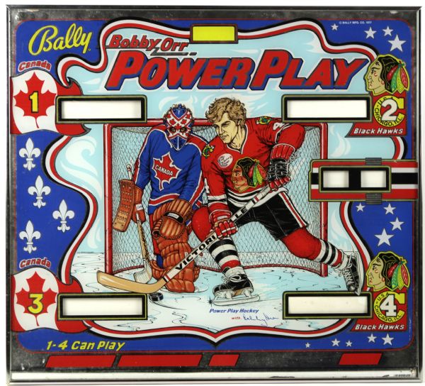 1977 Bally Bobby Orr Power Play Pin Ball Machine Face Board