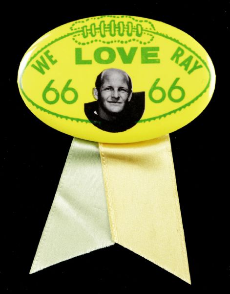 1971 We Love Ray Nitschke Pin From Nitschke Estate With Signed Family Letter Green Bay Packers Legend