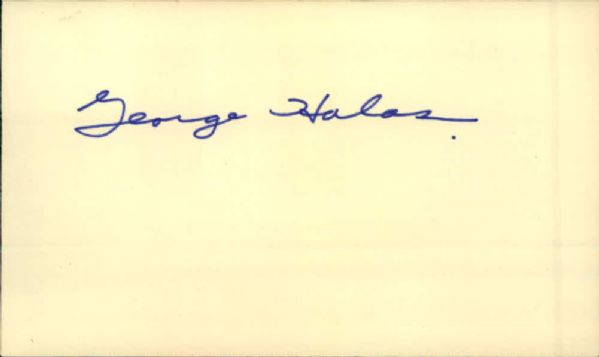 1970s - 80s George Halas Chicago Bears Signed Index Card Pro Football Hall of Famer