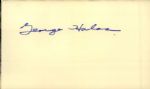 1970s - 80s George Halas Chicago Bears Signed Index Card Pro Football Hall of Famer