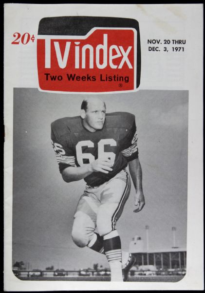1971 Ray Nitschke Green Bay Packers Personal TV Index Listing Booklet With Nitschke on Cover -  Family Letter