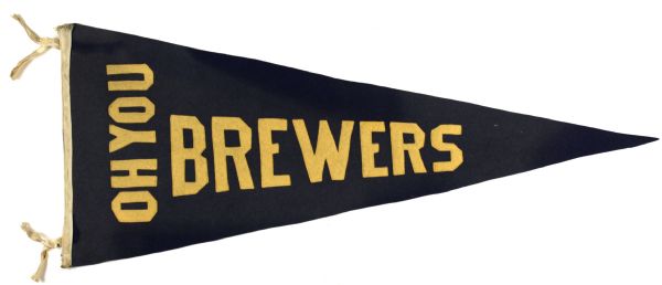 1913 Jumbo Sized 33" Milwaukee Brewers Pennant Winnnig Team Triple AAA Borchert Field "Oh You" Pennant - HIGH GRADE!!!