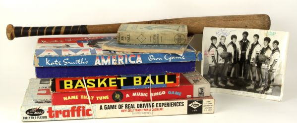 Assorted Sports Items - Baseball Bat / Board Game / Book & Program