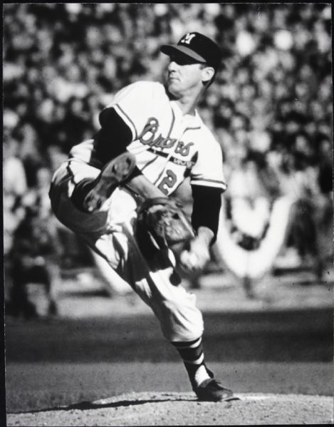 1953-62 circa Warren Spahn Milwaukee Braves "The Sporting News Collection Archives" Original First Generation 10.5" x 13.5" Choice Oversized Photo (TSN Collection Hologram/MEARS Photo LOA) 1:1, Unique
