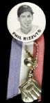 1950s Phil Rizzuto New York Yankees PM10 Pinback With Ribbon & Charm