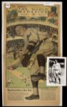 1948 Waite Hoyt New York Yankees Signed Postcard & 1916 The World Magazine Article