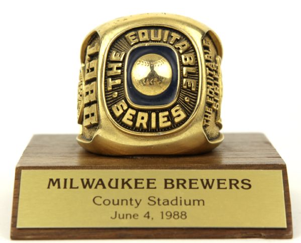 1988 Equitable Old Timers Game Oversized Ring Award - June 4, 1988 County Stadium