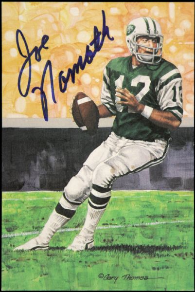 1990 Joe Namath New York Jets Signed Goal Line Art Card - 2132/5000 - JSA