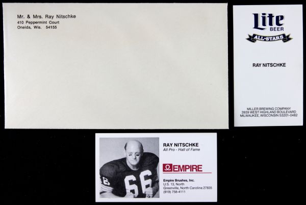 1990s Ray Nitschke Green Bay Packers Memorabilia - Prayer Card Business Card & Signed Photo - JSA