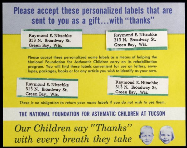 Ray Nitschke Green Bay Packers Personal Mailing Labels