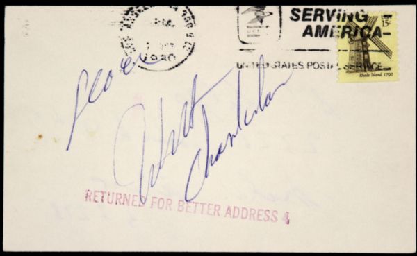 1980 Wilt Chamberlain Los Angeles Lakers Signed Postcard - JSA
