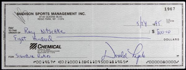 1995 Ray Nitschke Green Bay Packers Signed Check From Signature Rookies Signing - JSA