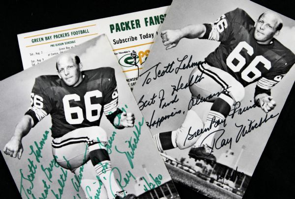 1980s Ray Nitschke Green Bay Packers Signed Postcard - Lot of 3 - JSA