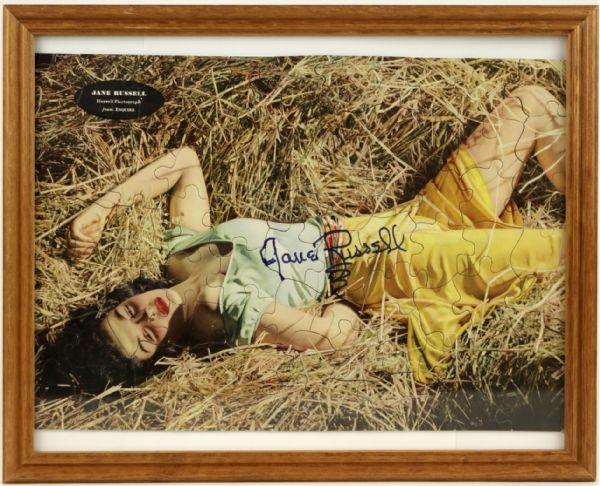 Jane Russell Signed Puzzle Poster 13 1/2" x  9 1/2" - JSA