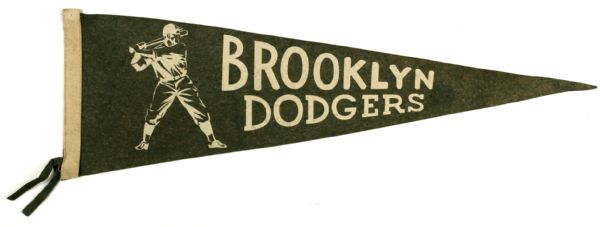 1930s Brooklyn Dodgers Felt 23 1/4" Pennant