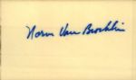 1980s Norm Van Brocklin Los Angeles Rams Signed Index Card Pro Football Hall of Famer