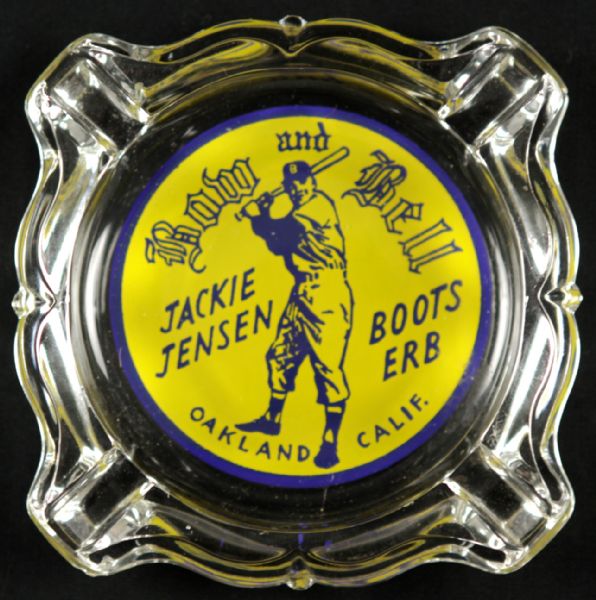 1950s Rare  Jackie Jensen & Boots Erb Bow And Bell Ashtray -Boston Red Sox - Oakland Oaks