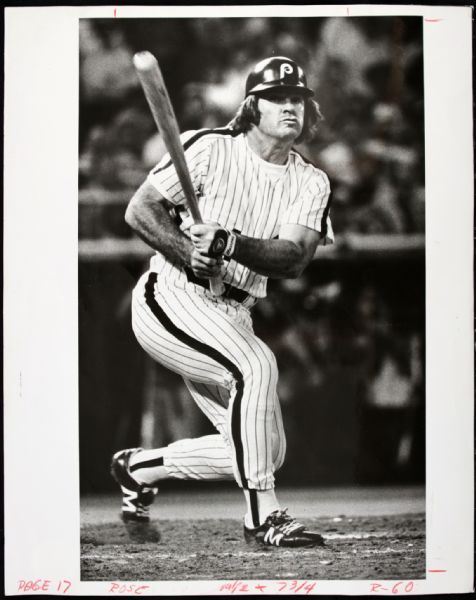 1981 Pete Rose Philadelphia Phillies "The Sporting News Collection Archives" Original Type 11" x 14" Choice Jumbo Oversized Production Art (TSN Collection Hologram/MEARS Photo LOA) 1:1, Unique