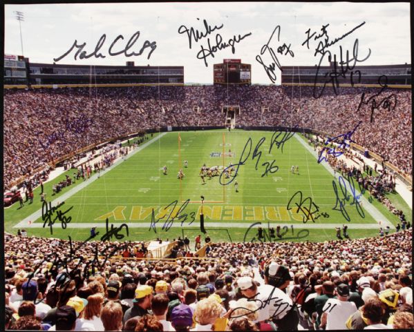1995-96 Green Bay Packers Multi Signed 16" x 20" Photo - 15 Sigs. Incl. Fritz Shurmur Mike Holmgren Freeman - JSA